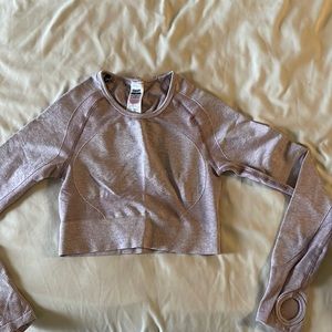 Pink gymshark flex cropped long sleeve
